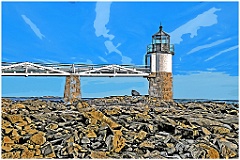 Marshall Point Lighthouse Tower at Low Tide - Digital Painting